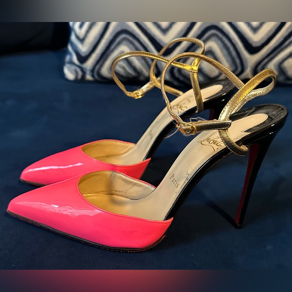 Christian Louboutin Pink and Gold Heels